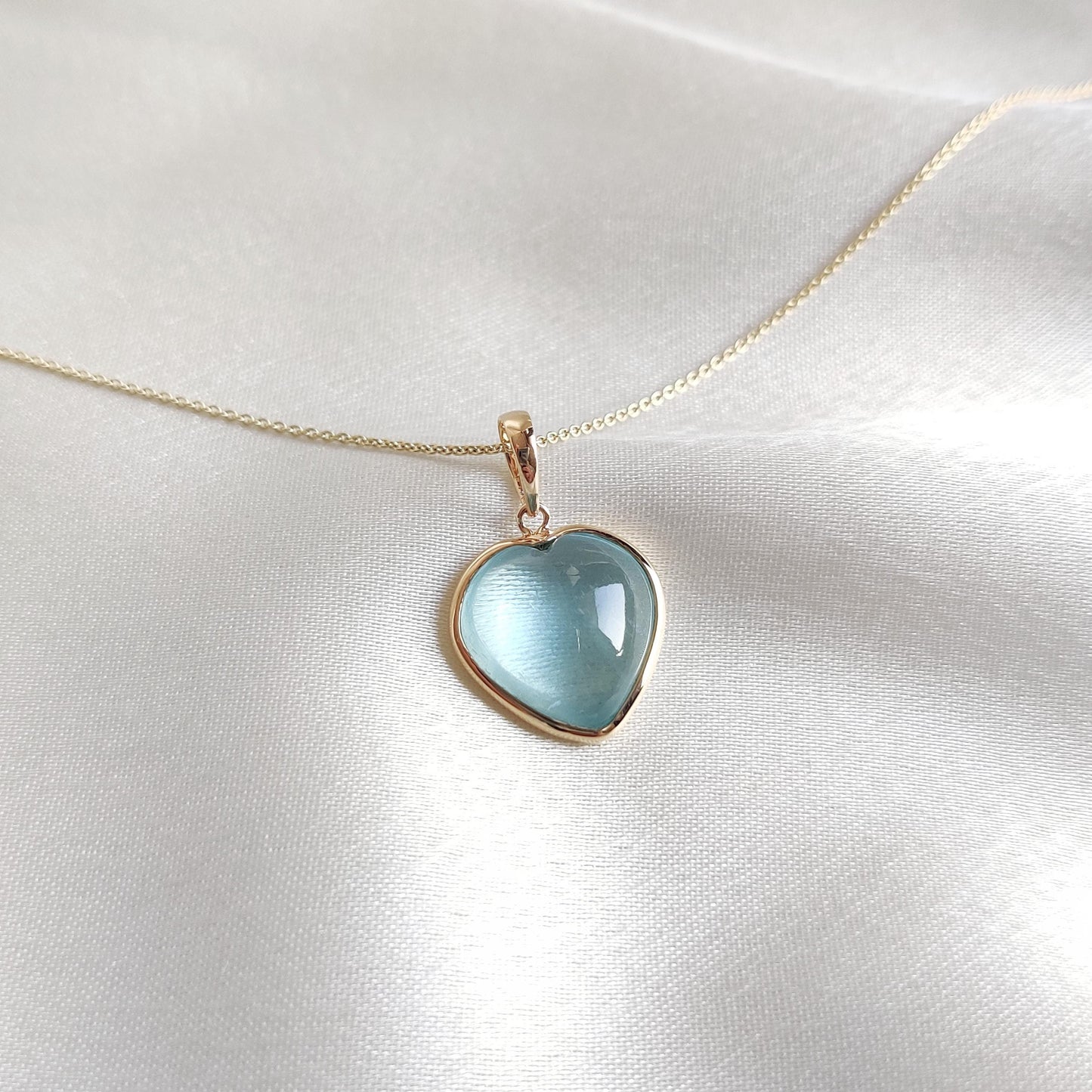 Natural Aquamarine Heart Pendant, 14K Solid Yellow Gold Aquamarine Pendant, Heart Shape Pendant, March Birthstone Pendant, Christmas Present