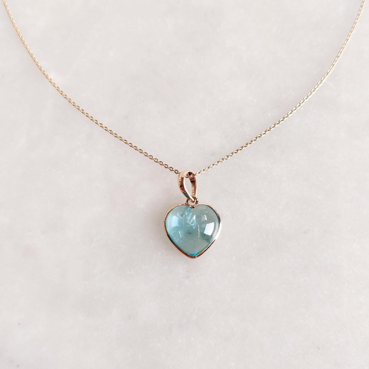 Natural Aquamarine Heart Pendant, 14K Solid Yellow Gold Aquamarine Pendant, Heart Shape Pendant, March Birthstone Pendant, Christmas Present