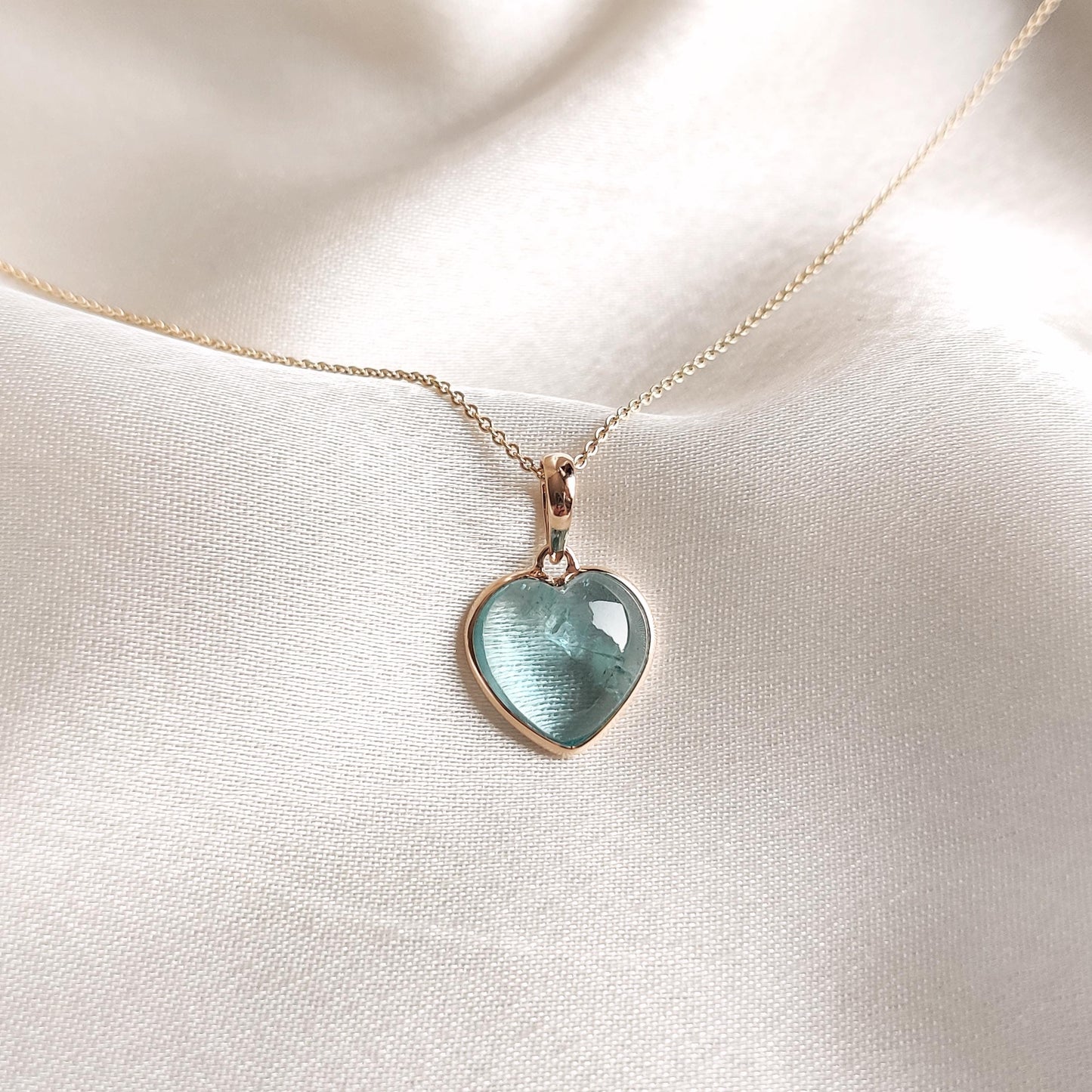 Natural Aquamarine Heart Pendant, 14K Solid Yellow Gold Aquamarine Pendant, Heart Shape Pendant, March Birthstone Pendant, Christmas Present