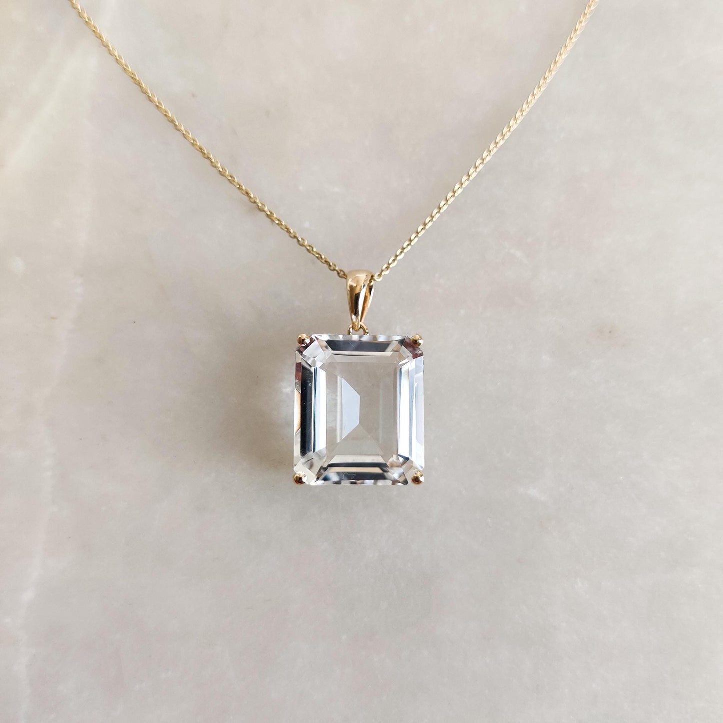 Natural White Topaz Pendant, 14K Gold White Topaz Pendant, Prong Pendant, April Birthstone, Christmas Gift, Topaz Jewelry, Christmas Gift