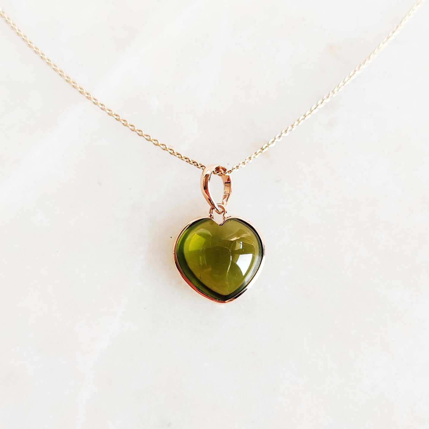 Natural Peridot Pendant, 14K Solid Gold Peridot Heart Pendant, August Birthstone Pendant,, Christmas Gift, Peridot Jewelry