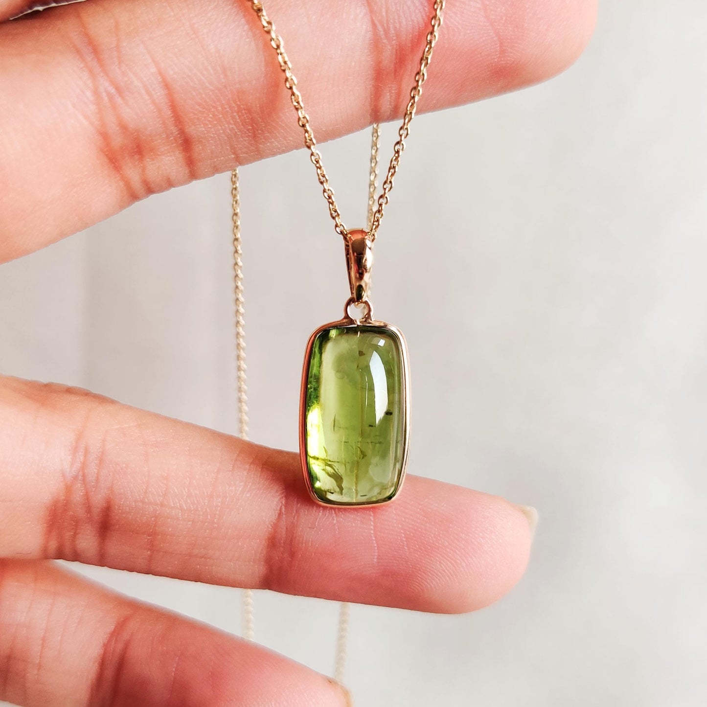 Natural Peridot Pendant, 14K Solid Yellow Gold Peridot Pendant, August Birthstone Pendant, Christmas Present, Peridot Jewelry