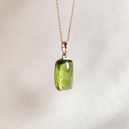 Natural Peridot Pendant, 14K Solid Yellow Gold Peridot Pendant, August Birthstone Pendant, Christmas Present, Peridot Jewelry