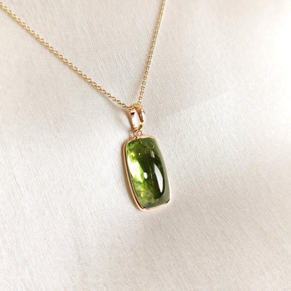 Natural Peridot Pendant, 14K Solid Yellow Gold Peridot Pendant, August Birthstone Pendant, Christmas Present, Peridot Jewelry