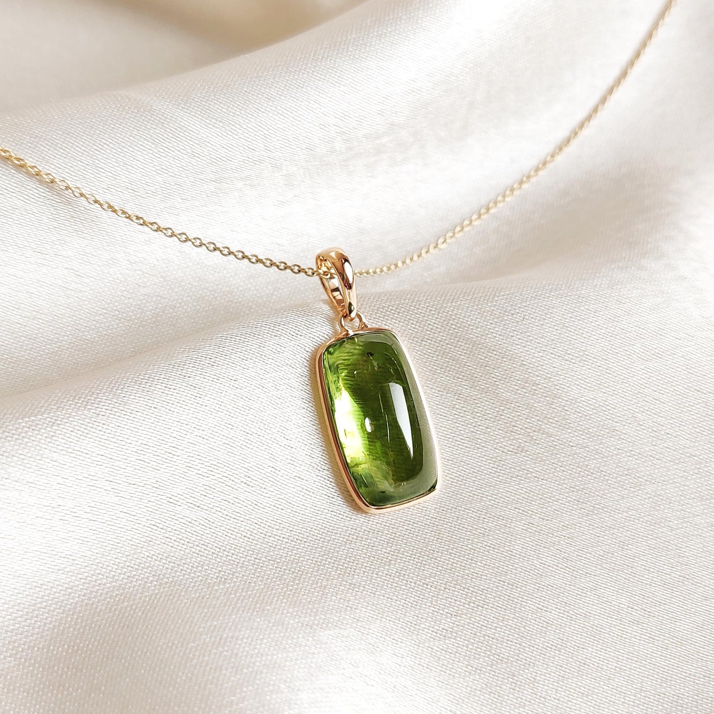 Natural Peridot Pendant, 14K Solid Yellow Gold Peridot Pendant, August Birthstone Pendant, Christmas Present, Peridot Jewelry