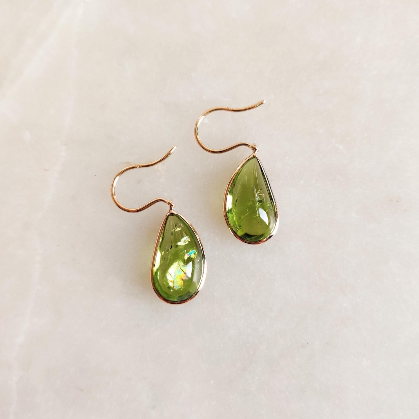 Natural Peridot Earrings, 14K Solid Yellow Gold Peridot Earrings, August Birthstone Earrings, Tear Drop Earrings, Christmas Present