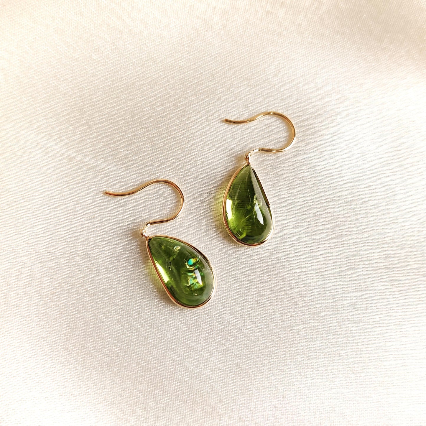 Natural Peridot Earrings, 14K Solid Yellow Gold Peridot Earrings, August Birthstone Earrings, Tear Drop Earrings, Christmas Present