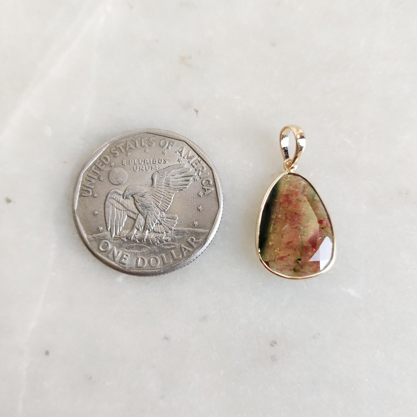 Natural Watermelon Tourmaline Pendant, 14K Solid Yellow Gold Tourmaline Pendant, October Birthstone Pendant, Bezel Set Tourmaline Pendant