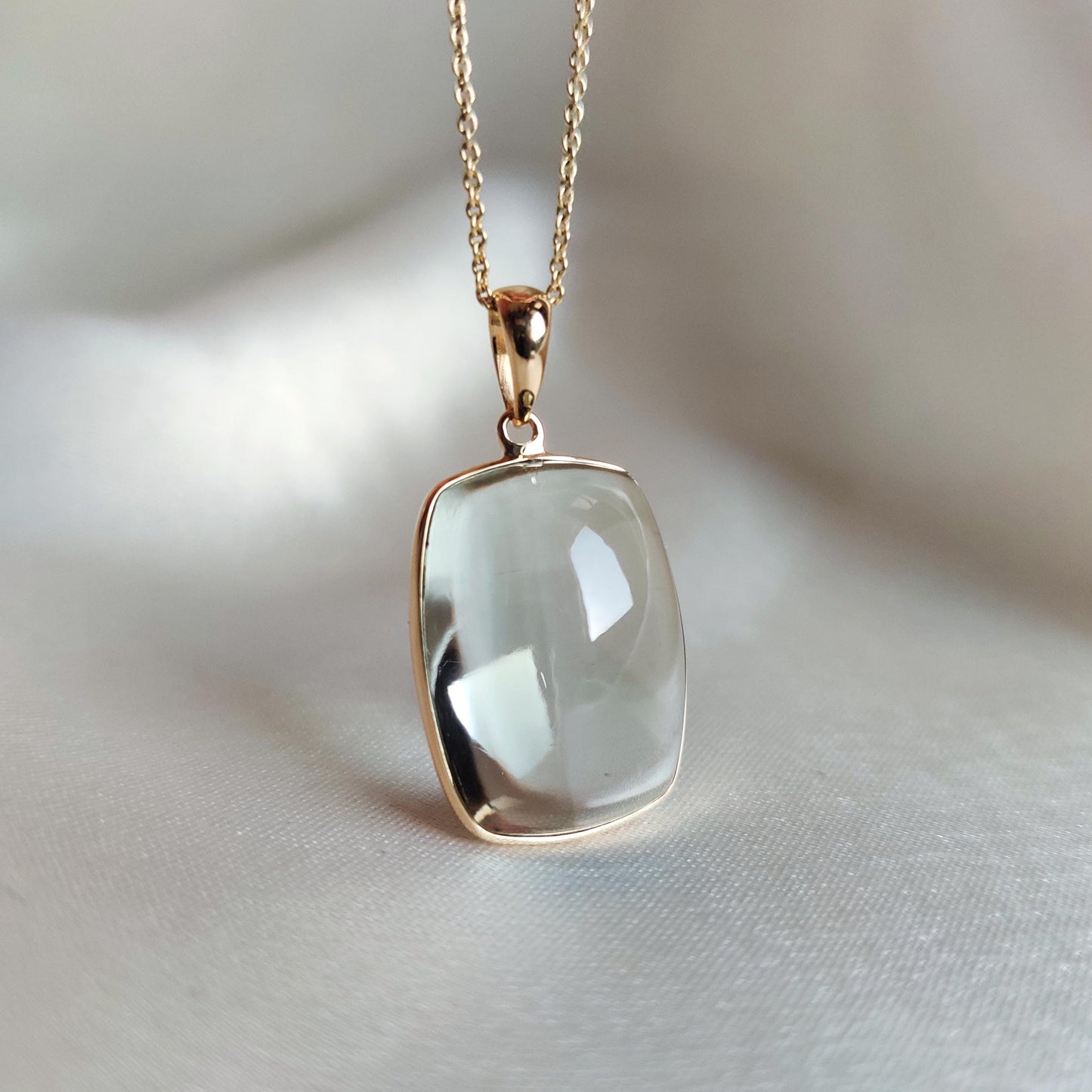 Natural Green Amethyst Pendant, 14K Solid Yellow Gold Green Amethyst Pendant, February Birthstone Pendant, Christmas Gift, Amethyst Jewelry