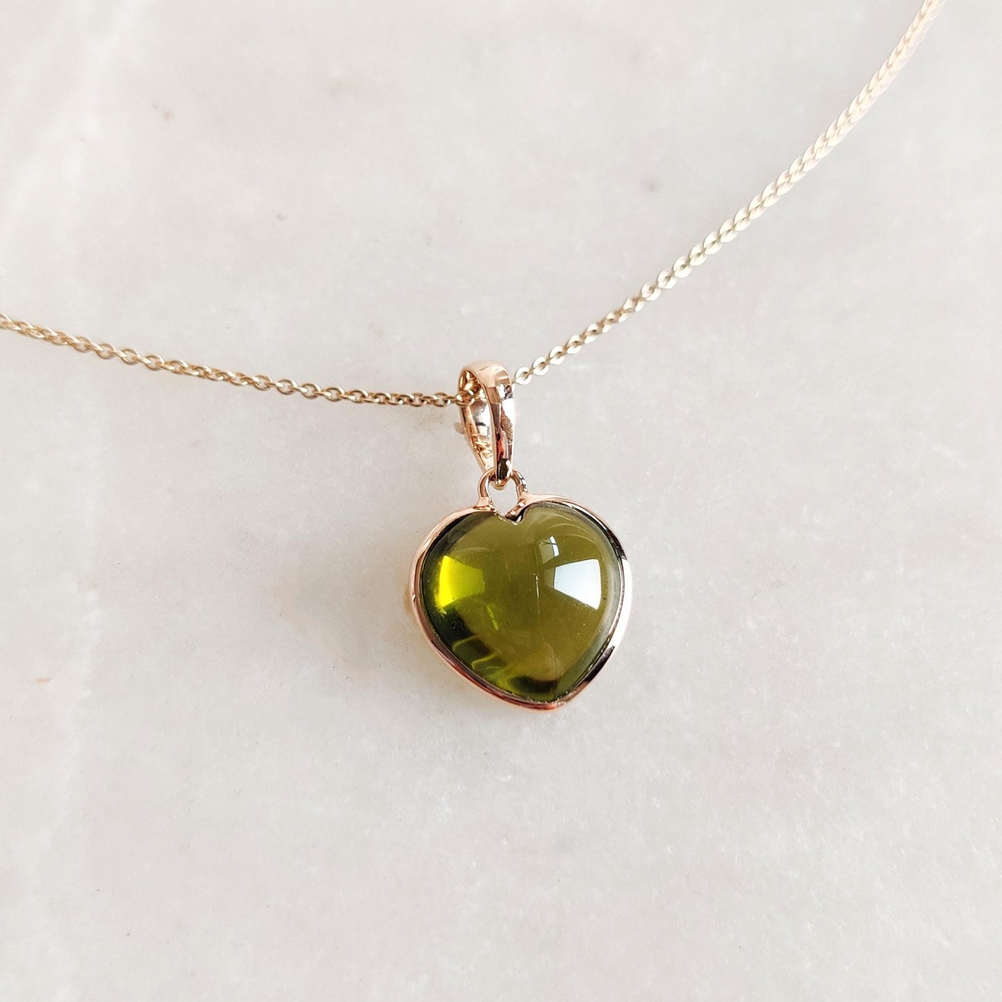 Natural Peridot Pendant, 14K Solid Yellow Gold Peridot Heart Pendant, August Birthstone Pendant, Christmas Gift, Peridot Jewelry