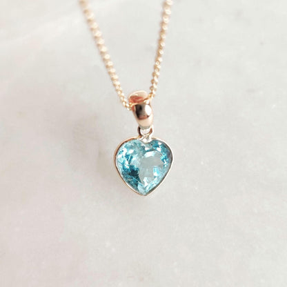 Natural Aquamarine Heart Pendant, 14K Solid Yellow Gold Aquamarine Pendant, Heart Shape Pendant, March Birthstone Pendant, Christmas Present