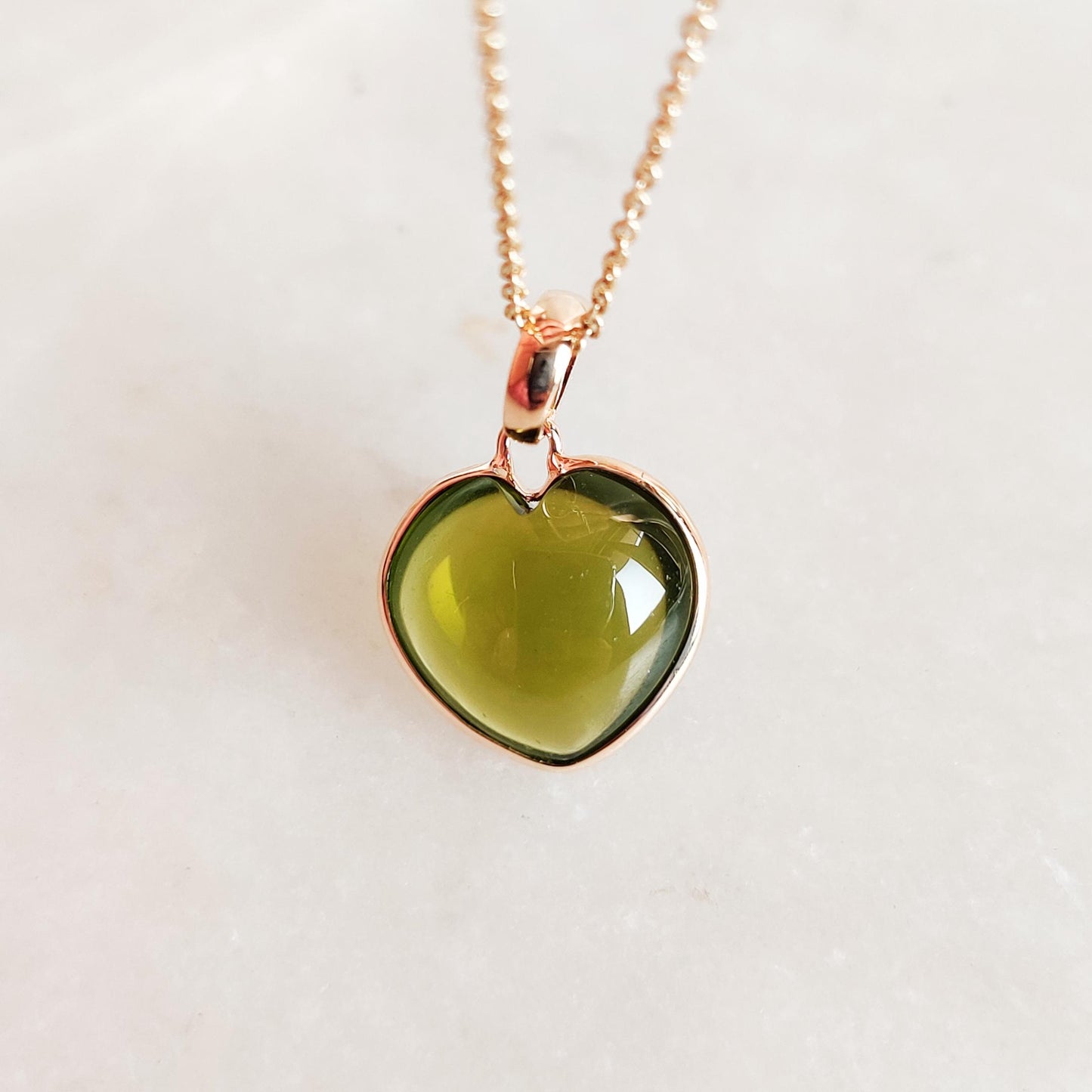 Natural Peridot Pendant, 14K Solid Gold Peridot Heart Pendant, August Birthstone Pendant,, Christmas Gift, Peridot Jewelry