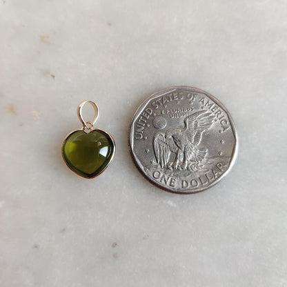 Natural Peridot Pendant, 14K Solid Gold Peridot Heart Pendant, August Birthstone Pendant,, Christmas Gift, Peridot Jewelry