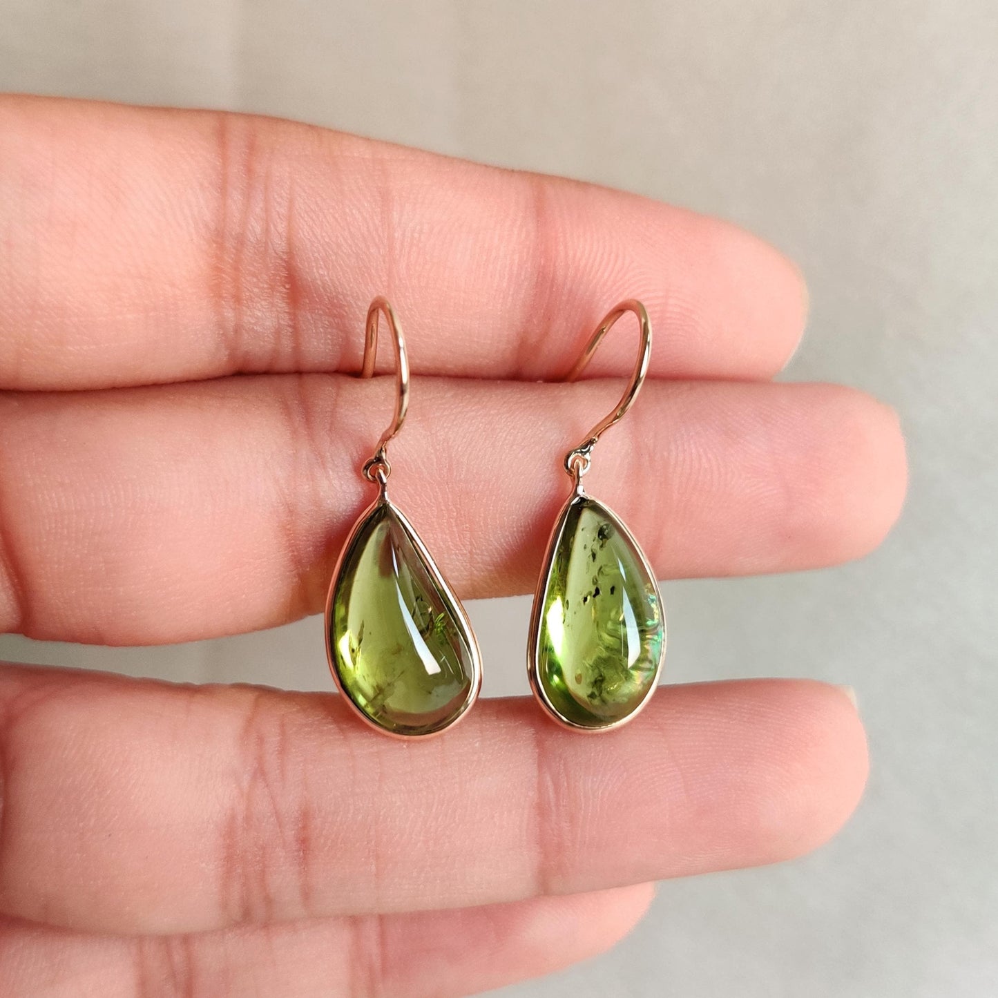 Natural Peridot Earrings, 14K Solid Yellow Gold Peridot Earrings, August Birthstone Earrings, Tear Drop Earrings, Christmas Present