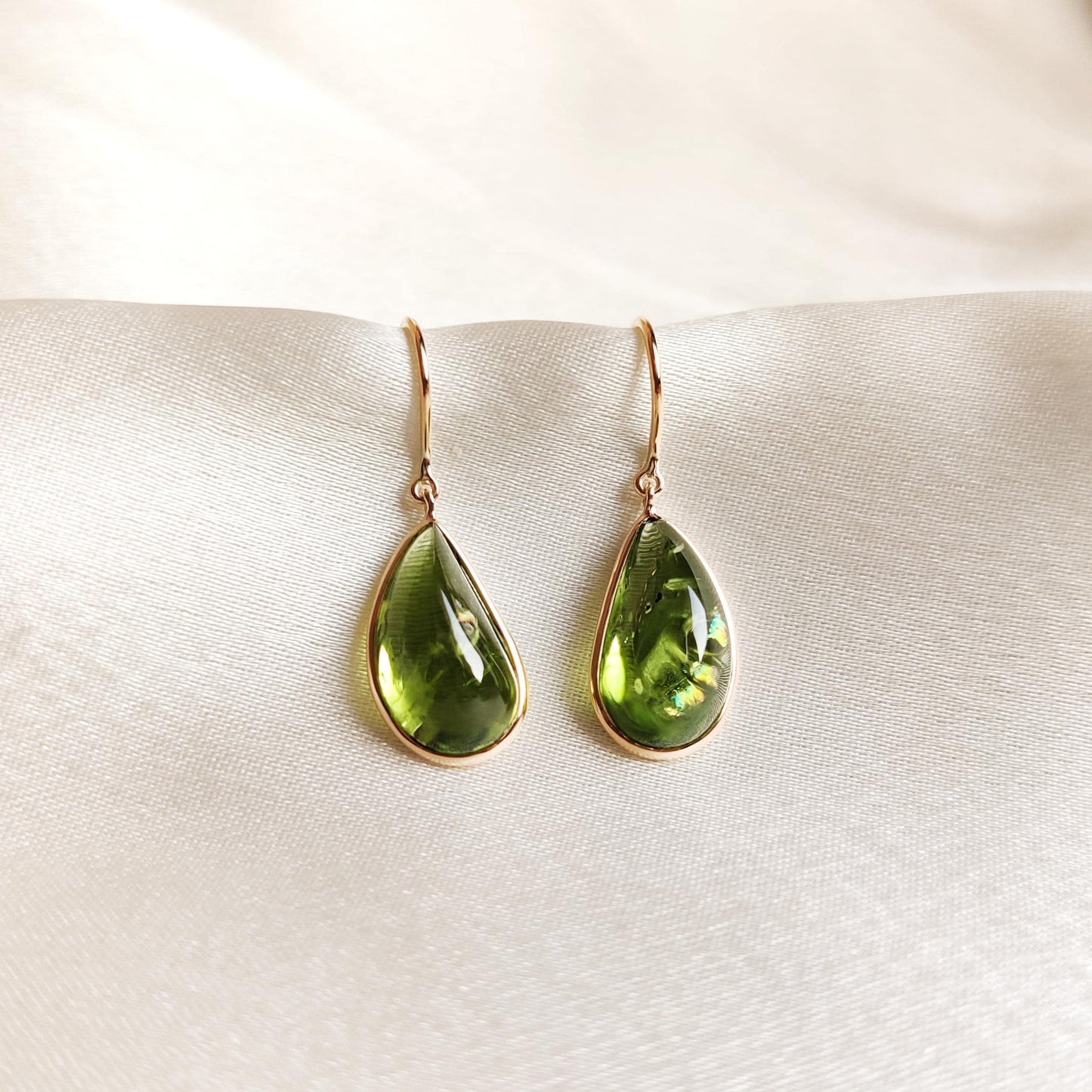 Natural Peridot Earrings, 14K Solid Yellow Gold Peridot Earrings, August Birthstone Earrings, Tear Drop Earrings, Christmas Present