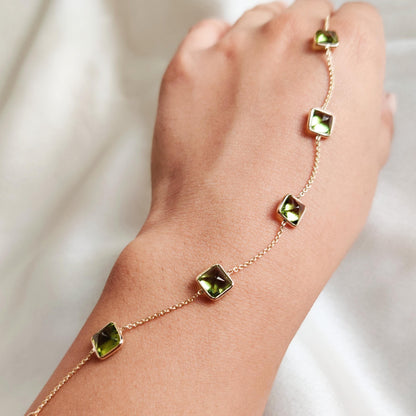 Natural Peridot Bracelet, 14K Yellow Gold Peridot Bracelet, Chain Bracelet, Dainty Gemstone Bracelet, Peridot Jewelry, August Birthstone