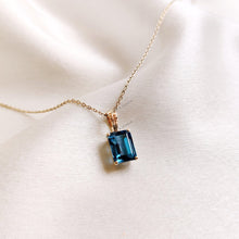 14K Solid Gold Natural London Blue Topaz Pendant - December Birthstone Jewelry