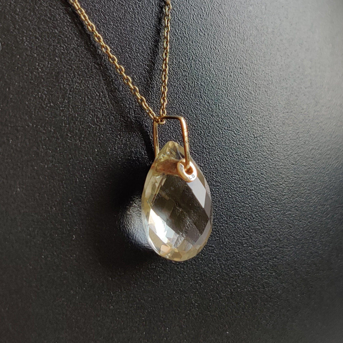 Natural Green Amethyst Pendant, 14K Solid Yellow Gold, Pear Briolette, February Birthstone