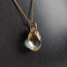 Natural Green Amethyst Pendant, 14K Solid Yellow Gold, Pear Briolette, February Birthstone