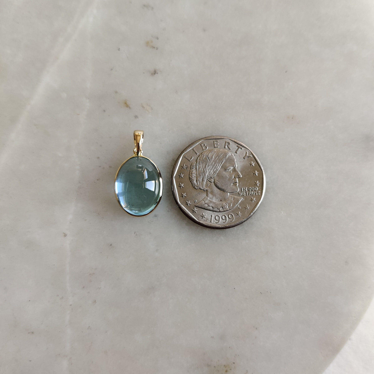 Natural Sky Blue Topaz Pendant, 14K Solid Yellow Gold Bezel Pendant, December Birthstone