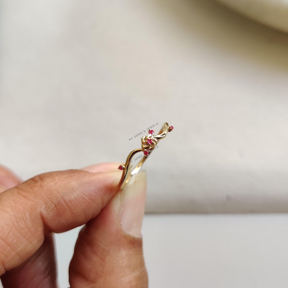 Natural Ruby 14K Solid Yellow Gold Ring, July Birthstone