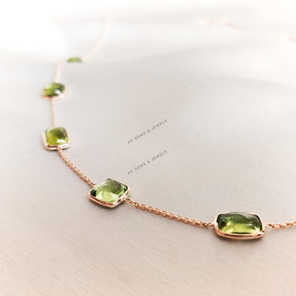 14K Solid Gold Natural Peridot Pendant, August Birthstone, Bezel Set