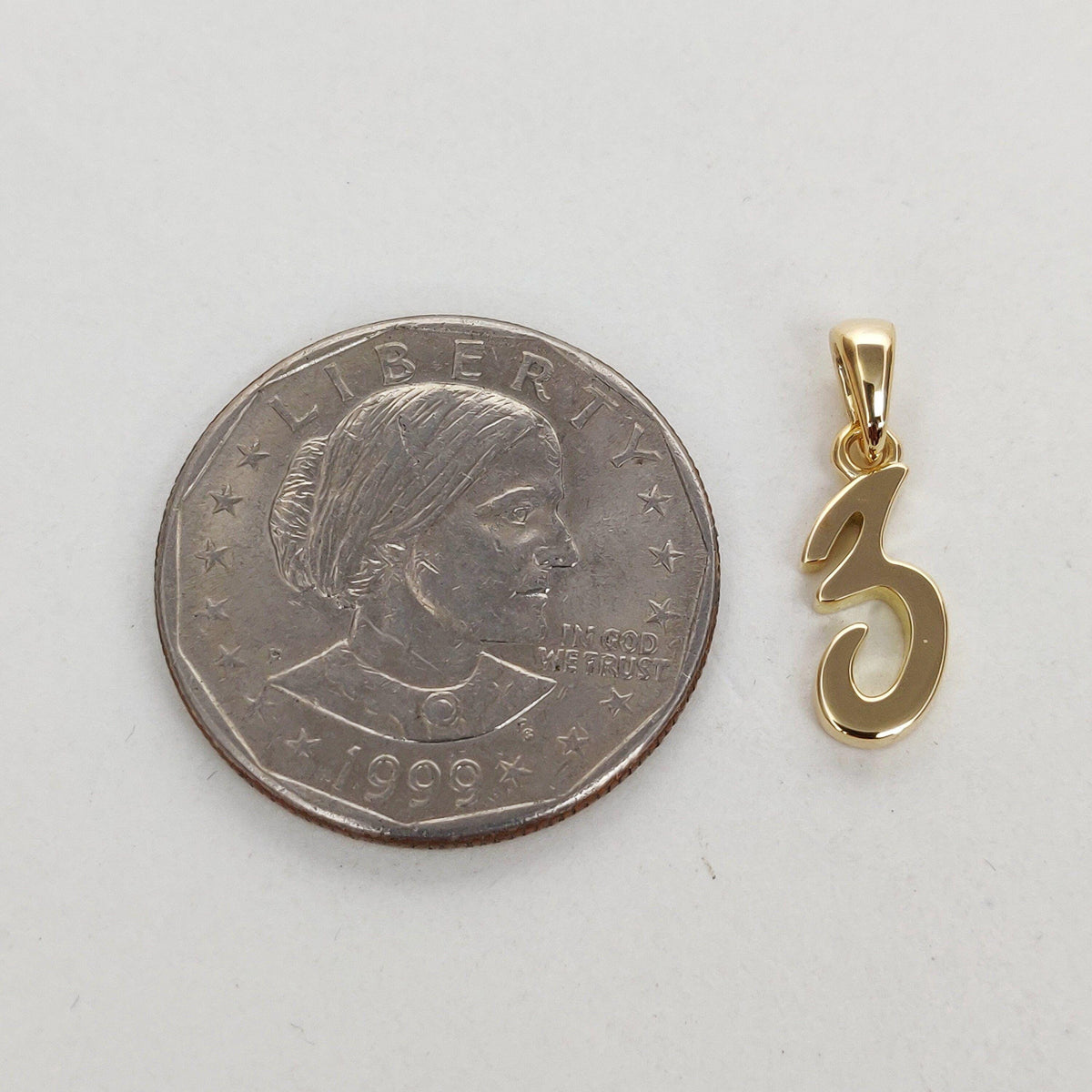14K Solid Gold Number 3 Pendant: Dainty Birthday Gift