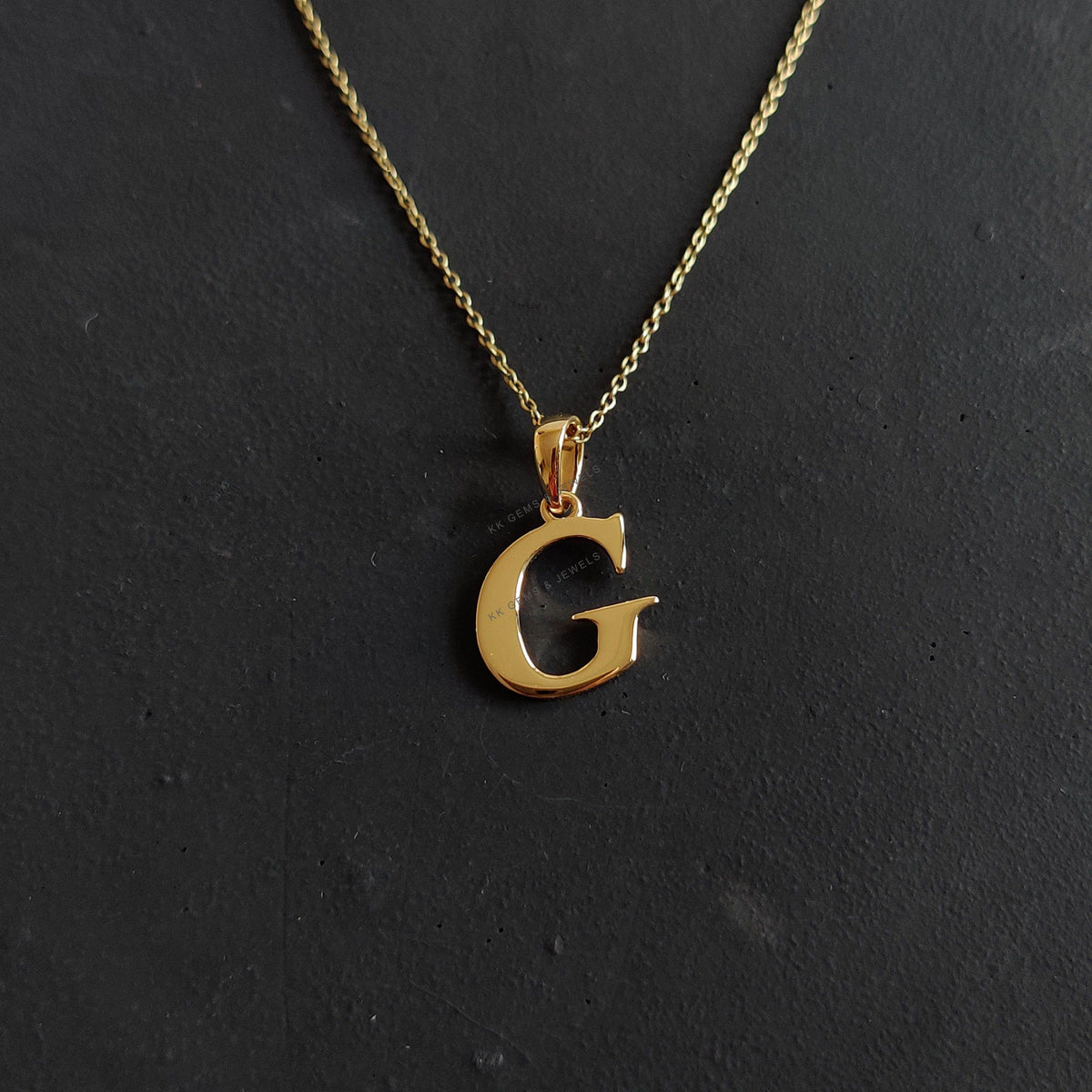 14K Solid Yellow Gold Initial G Pendant, Alphabet  Charm