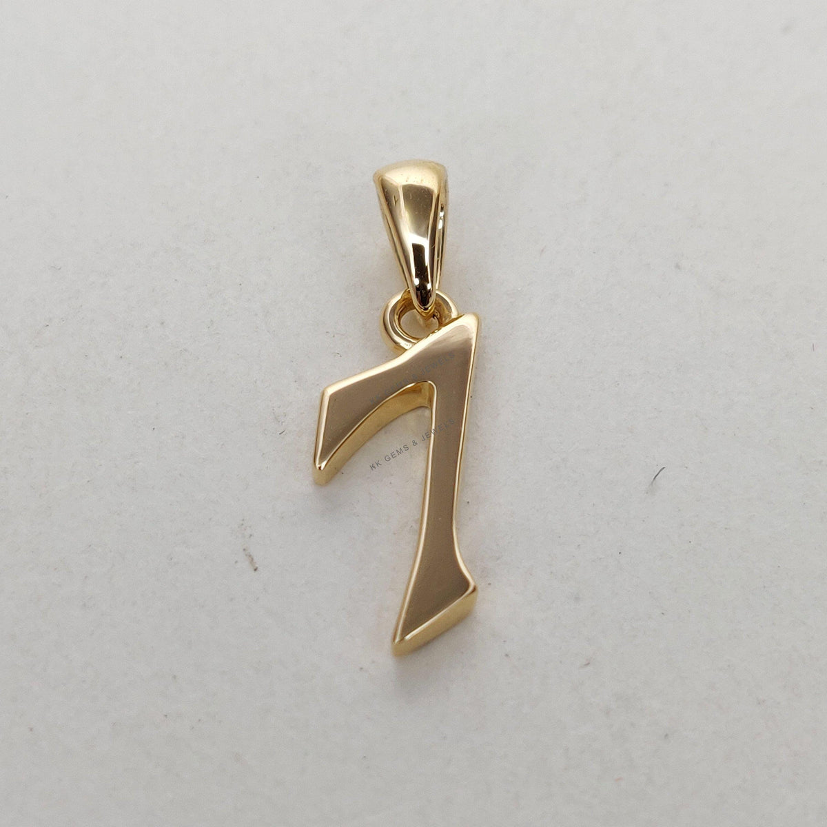 14K Solid Gold Number 7 Pendant: Dainty Birthday Gift