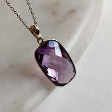 14K Solid Gold Natural Pink Amethyst Pendant, February Birthstone Jewelry