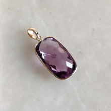 14K Solid Gold Natural Pink Amethyst Pendant, February Birthstone Jewelry