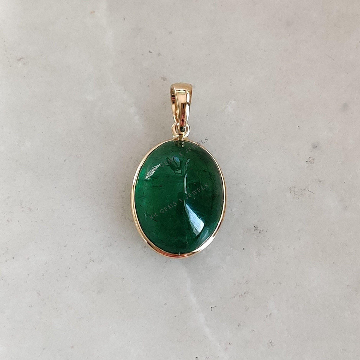 Natural Emerald Pendant, 14K Solid Yellow Gold Bezel Pendant, May Birthstone