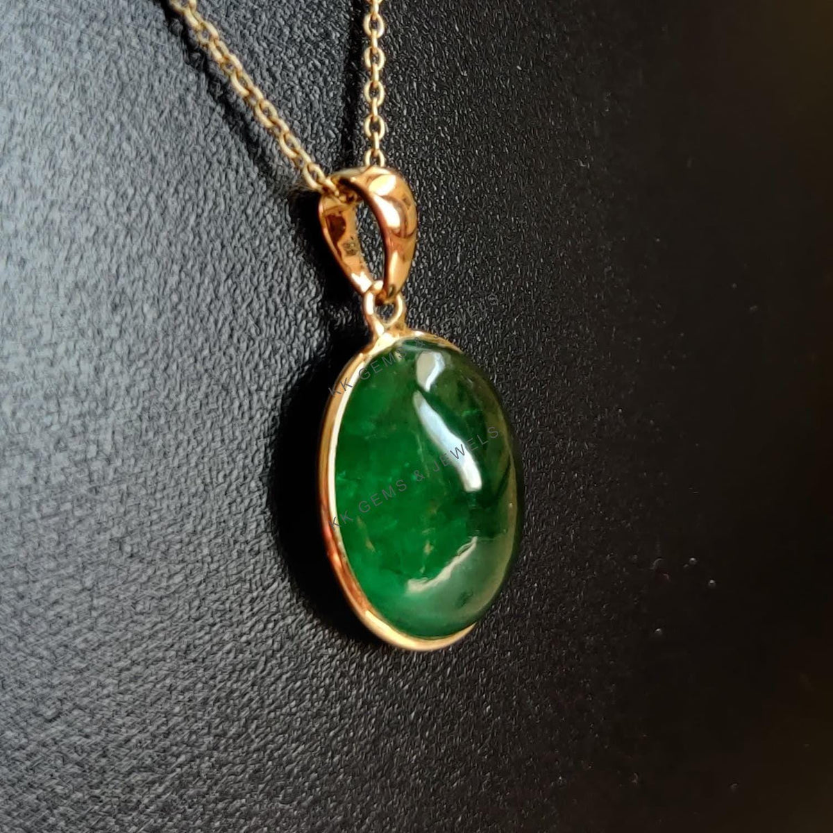 Natural Emerald Pendant, 14K Solid Yellow Gold Bezel Pendant, May Birthstone
