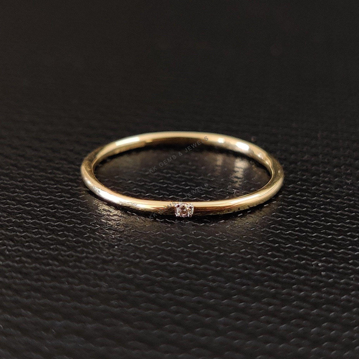 Dainty 14K Solid Gold Natural Diamond Ring, April Birthstone, Engagement Ring