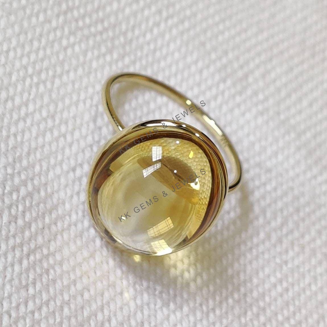 Oval Natural Citrine Ring, 14K Solid Yellow Gold Bezel Ring, November Birthstone