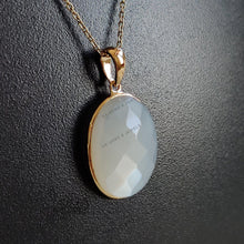 14K Solid Gold Natural White Moonstone Pendant, June Birthstone Jewelry
