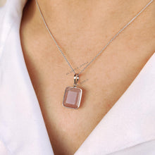 14K Solid White Gold Natural Rainbow Moonstone & Labradorite Peach Moonstone Bezel Pendant