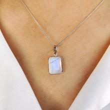 14K Solid White Gold Natural Rainbow Moonstone & Labradorite Peach Moonstone Bezel Pendant