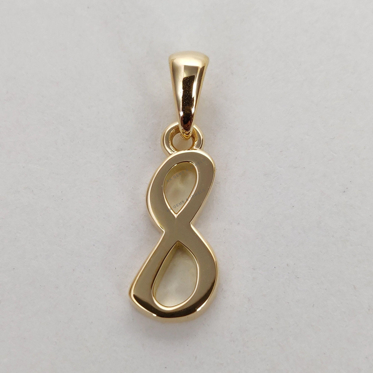 14K Solid Yellow Gold Number 8 Pendant, Dainty Birthday Charm