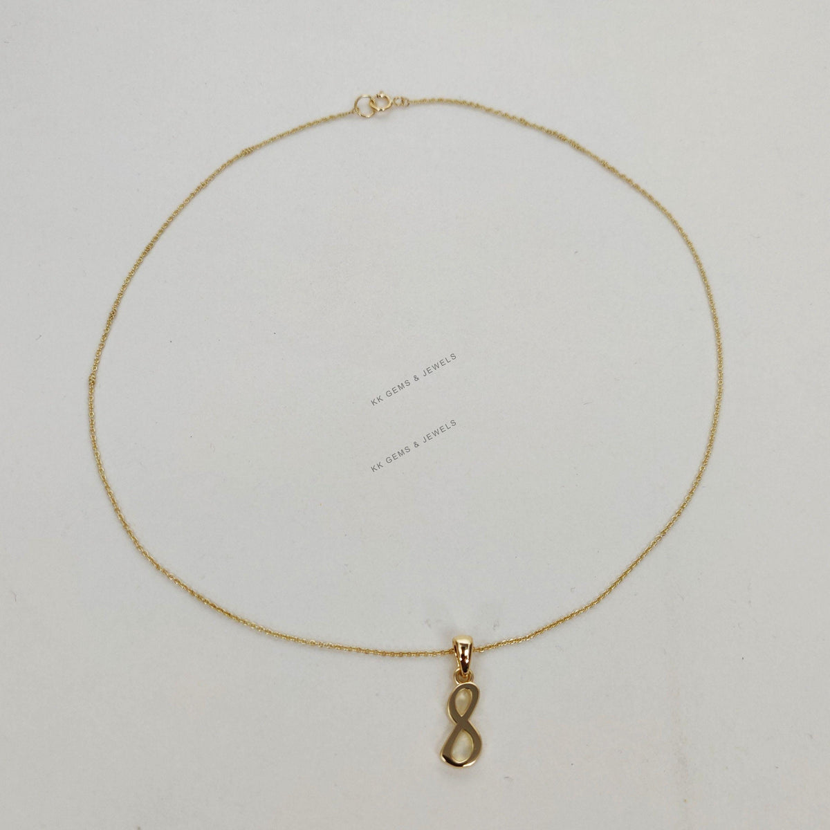 14K Solid Yellow Gold Number 8 Pendant, Dainty Birthday Charm