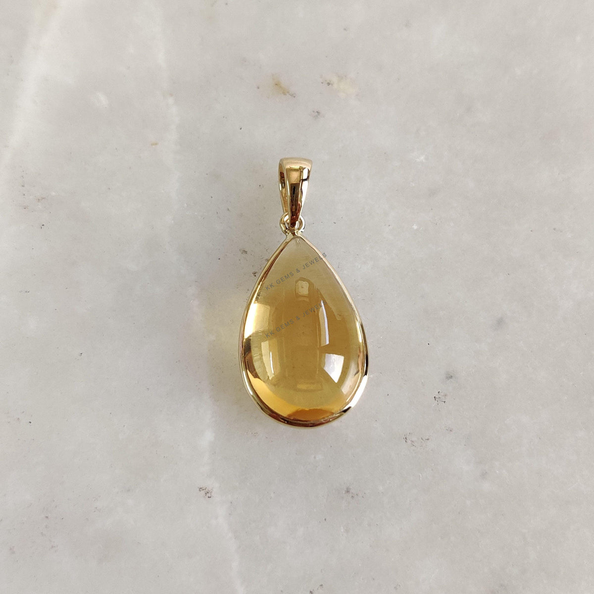 14K Solid Yellow Gold Natural Citrine Pendant: November Birthstone Bezel Jewelry