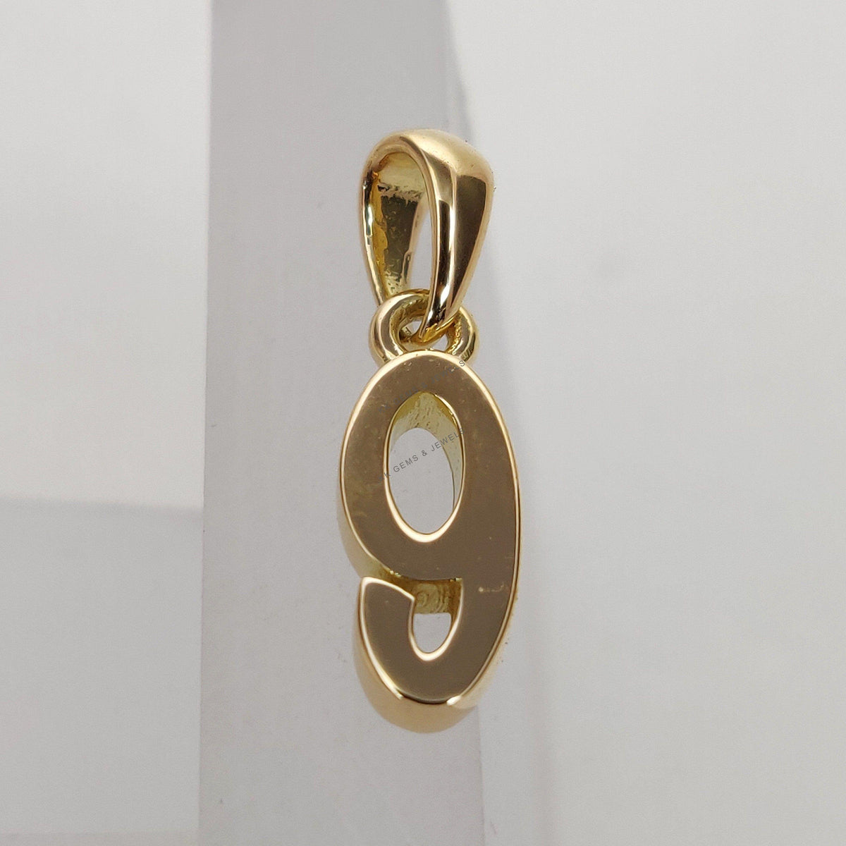 14K Solid Gold Number 9 Charm Pendant: Dainty Birthday Gift