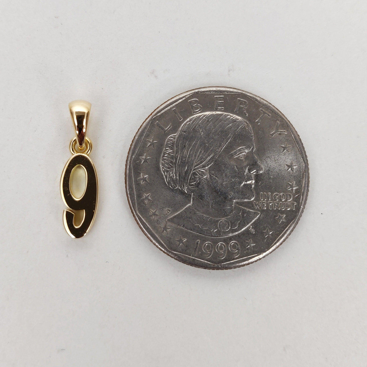 14K Solid Gold Number 9 Charm Pendant: Dainty Birthday Gift