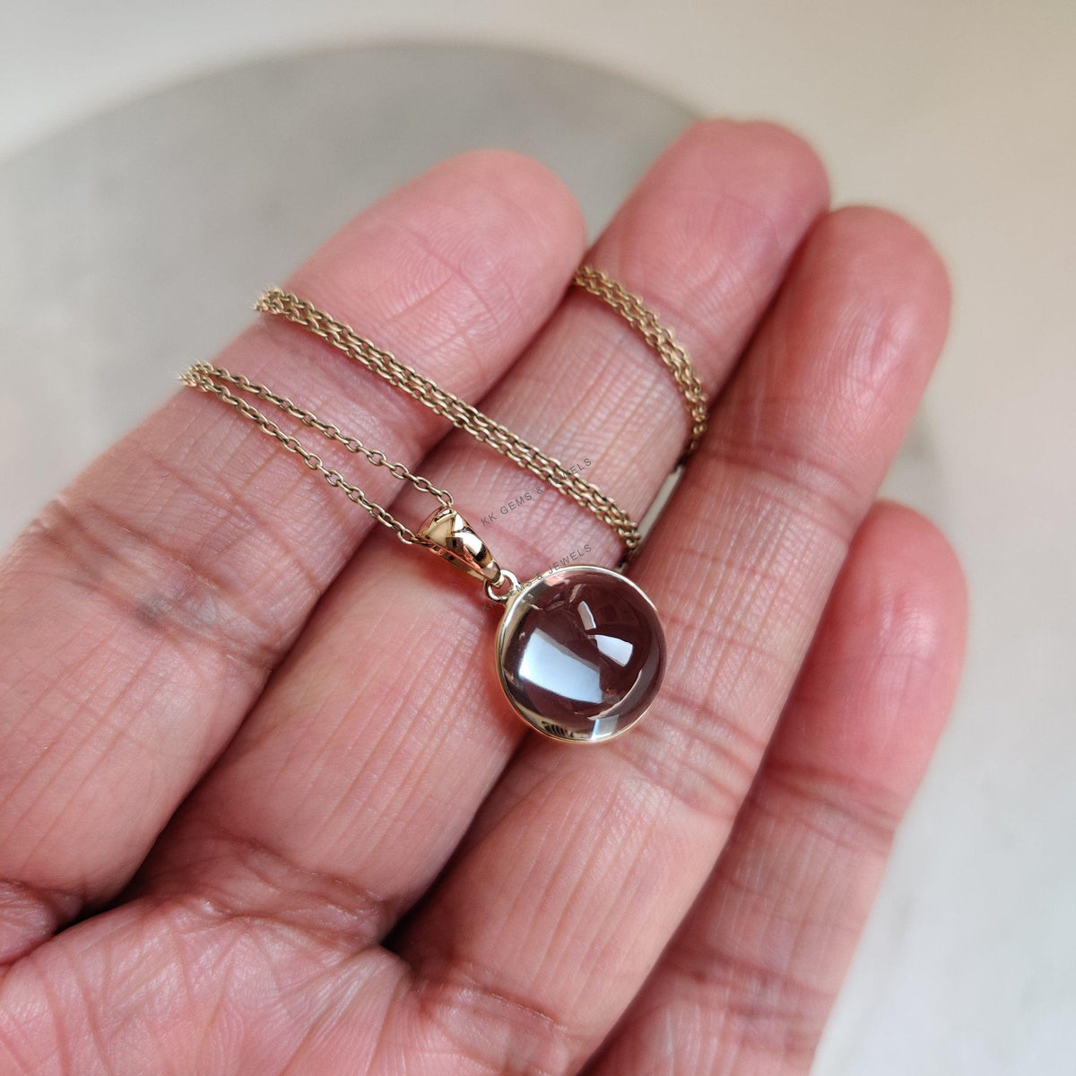 14K Solid Yellow Gold Natural Sky Blue Topaz Pendant, December Birthstone