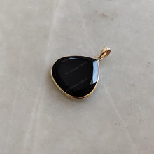 Natural Black Onyx Trillion Pendant, 14K Solid Yellow Gold, December Birthstone