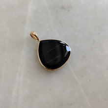 Natural Black Onyx Trillion Pendant, 14K Solid Yellow Gold, December Birthstone