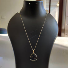 Natural Black Onyx Trillion Pendant, 14K Solid Yellow Gold, December Birthstone