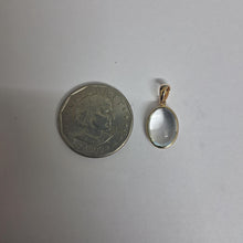 14K Solid Gold Natural Clear Quartz Bezel Pendant, April Birthstone