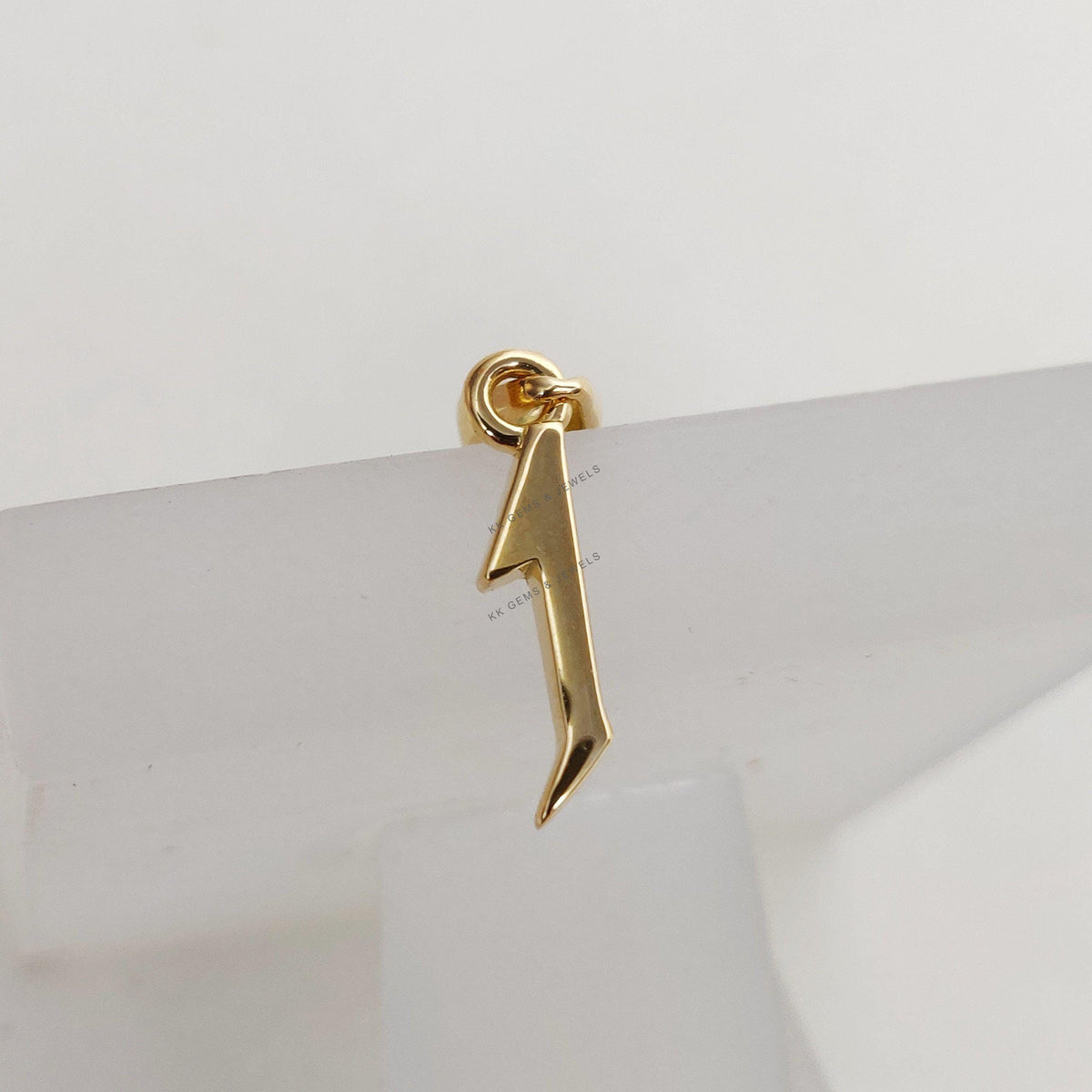 14K Solid Yellow Gold Number 1 Charm Pendant, Birthday Gift