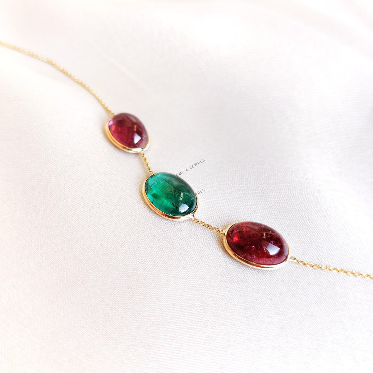 14K Solid Gold Natural Multi Tourmaline Bezel Bracelet, October Birthstone
